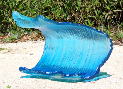 Big glass wave sculpture ocean art SLAMMER