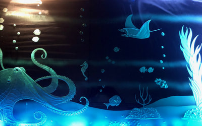 octopus hammerhead stingray glass art